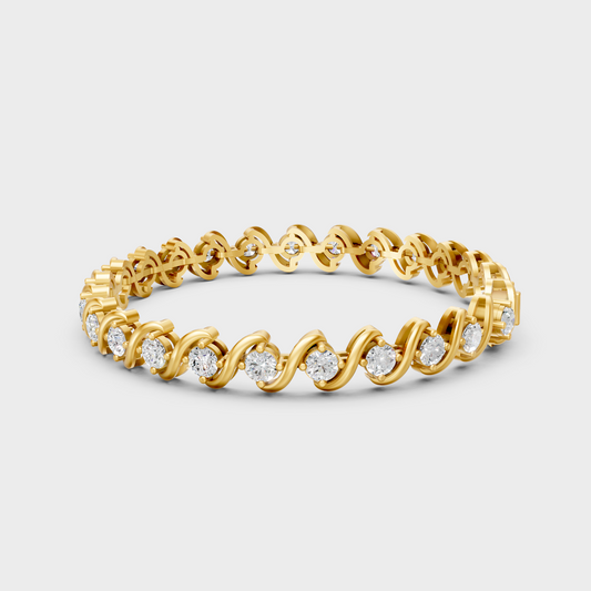 6.46 Ct Round Cut Certified Lab-Grown Diamond Tennis Bracelet Yellow Gold