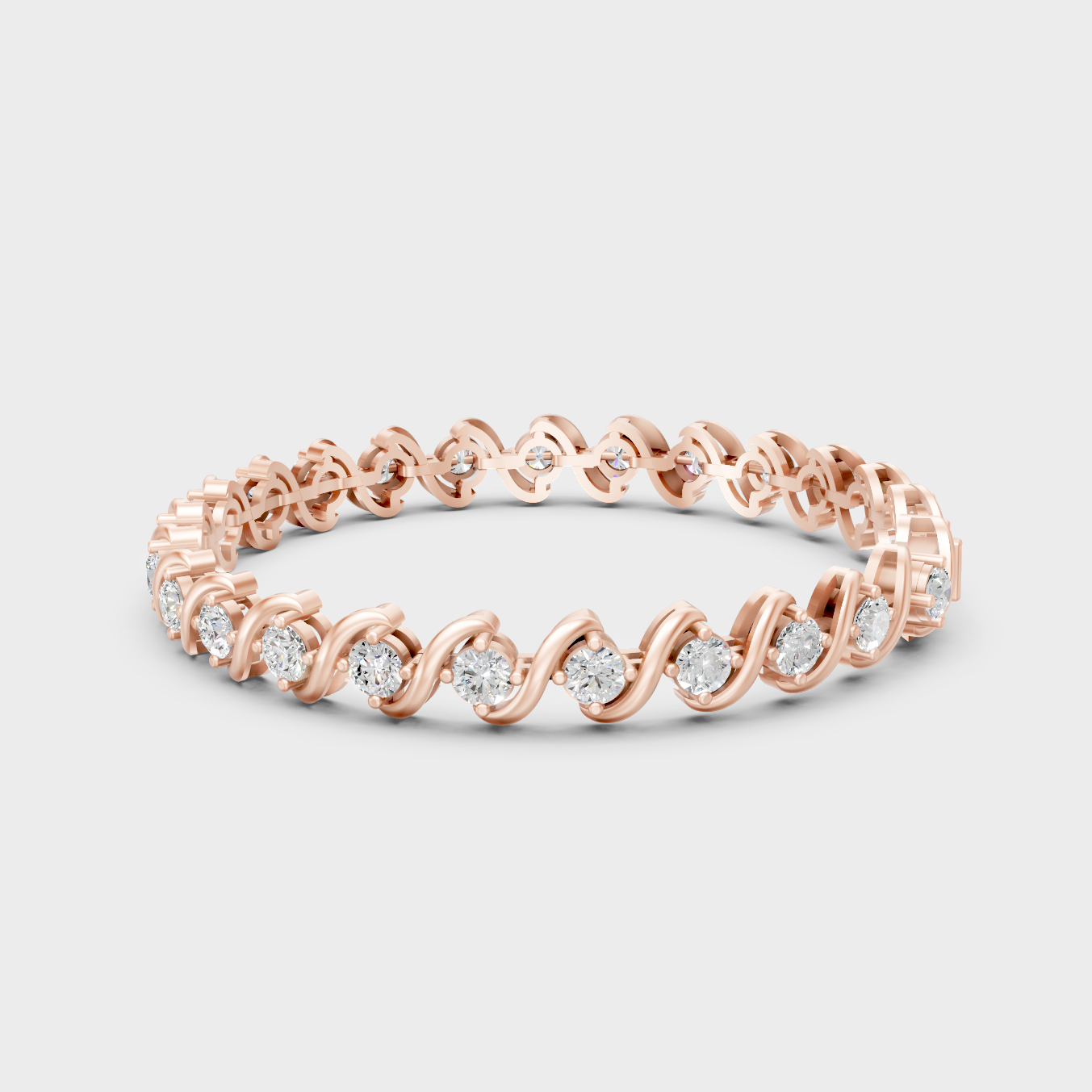6.4 Ct Round Cut Certified Lab-Grown Diamond Tennis Bracelet Rose Gold