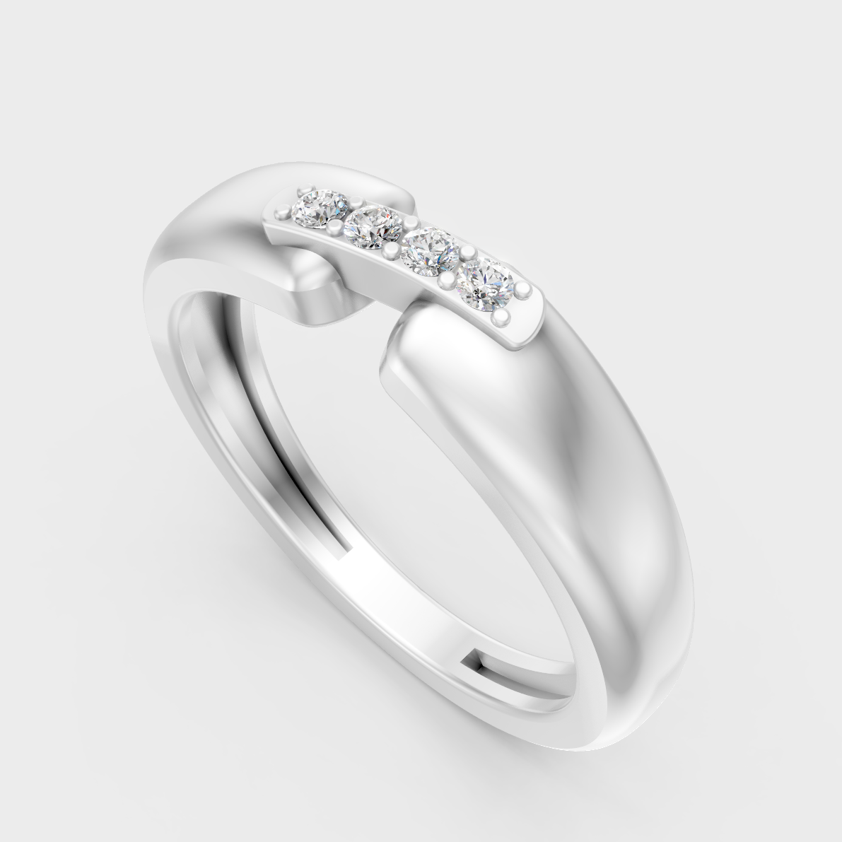 Sleek 18K White Gold Men’s Band Featuring A 0.72Ct Round Lab Diamond