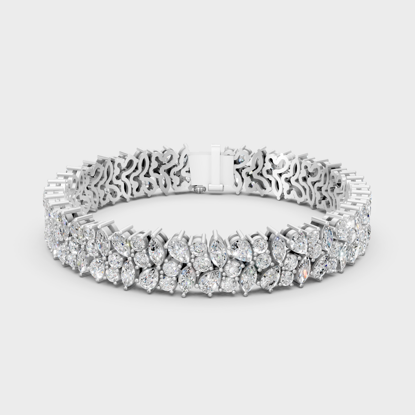 13.40 Ct Multi-Shape Certified Lab-Grown Diamond Tennis Bracelet White Gold