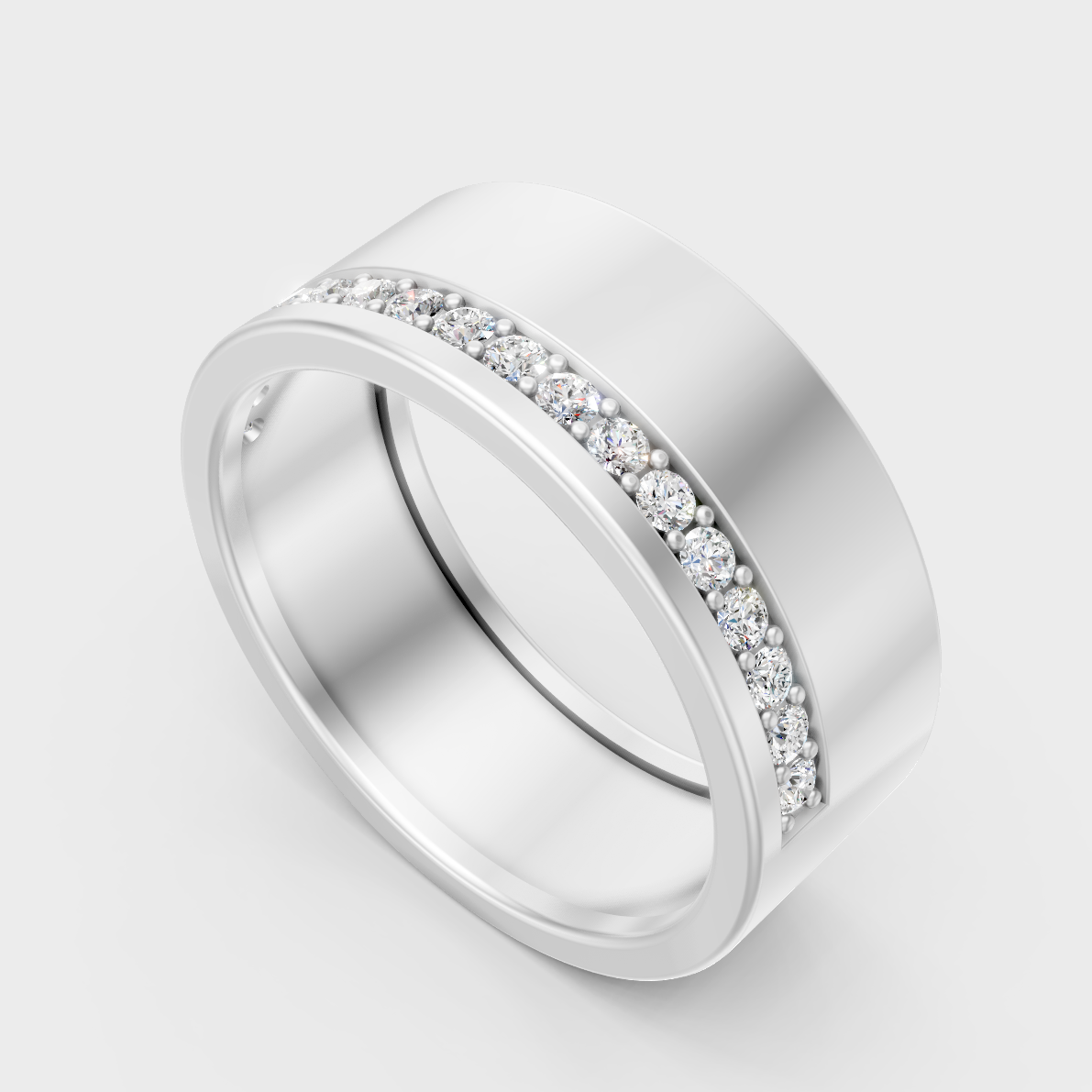 Sleek 18K White Gold Men’s Band Featuring A 0.27Ct Round Lab Diamond