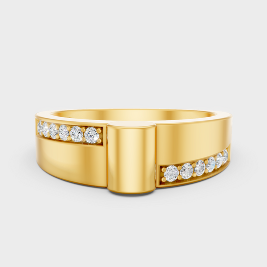 GLI Certified 0.18 Carat Round-Cut Lab-Grown Diamond Men’s Ring In 18K Yellow Gold