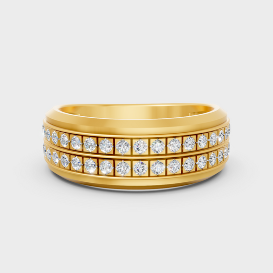 Certified 0.57 Carat Round-Cut Lab-Grown Diamond Men’s Ring In 18K Yellow Gold