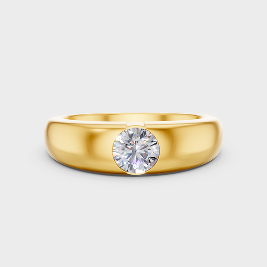 GLI Certified 0.05 Carat Round-Cut Lab-Grown Diamond Men’s Ring In 18K Yellow Gold
