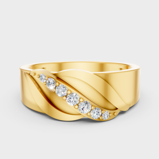 GLI Certified 0.27 Carat Round-Cut Lab-Grown Diamond Men’s Ring In 18K Yellow Gold