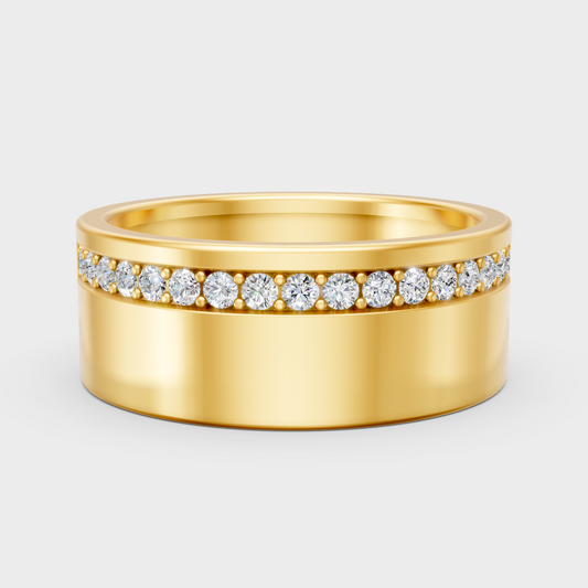 GLI Certified 0.27 Carat Round-Cut Lab-Grown Diamond Men’s Ring In 18K Yellow Gold