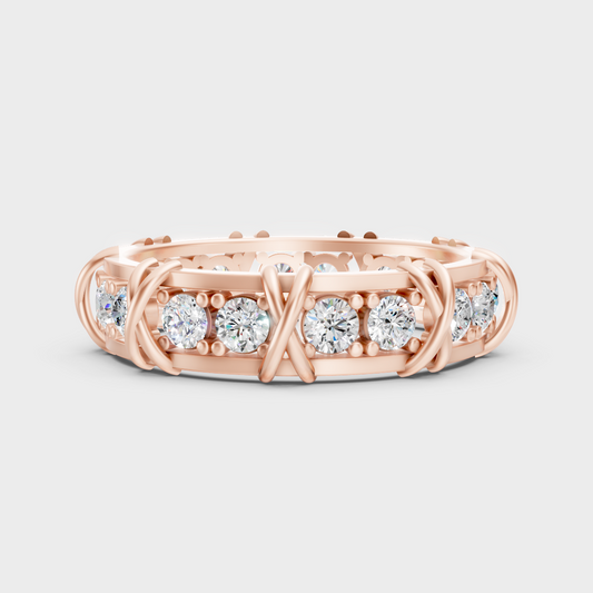 Modern 18K Rose Gold Men’s Band With 1.17Ct Round Lab-Grown Diamond