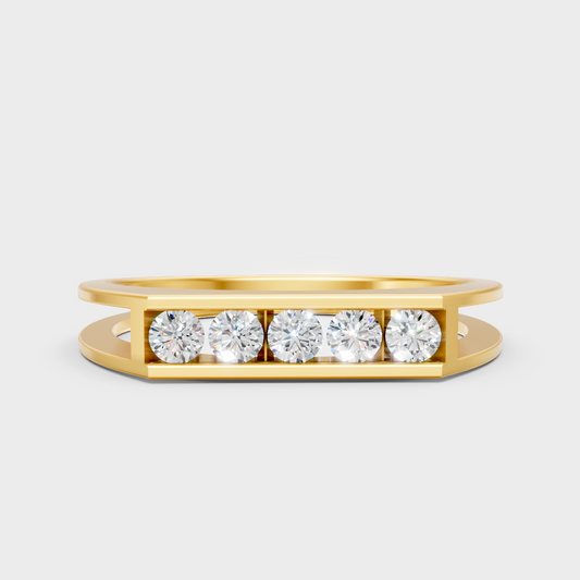 GLI Certified 0.25 Carat Round-Cut Lab-Grown Diamond Men’s Ring In 18K Yellow Gold