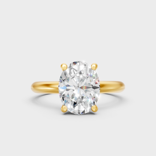 Certified Oval-Cut Lab-Grown Diamond Solitaire Ring In 14K Yellow Gold