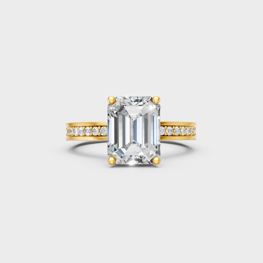 Classic 18K Yellow Gold Engagement Ring With Emerald Lab Diamond