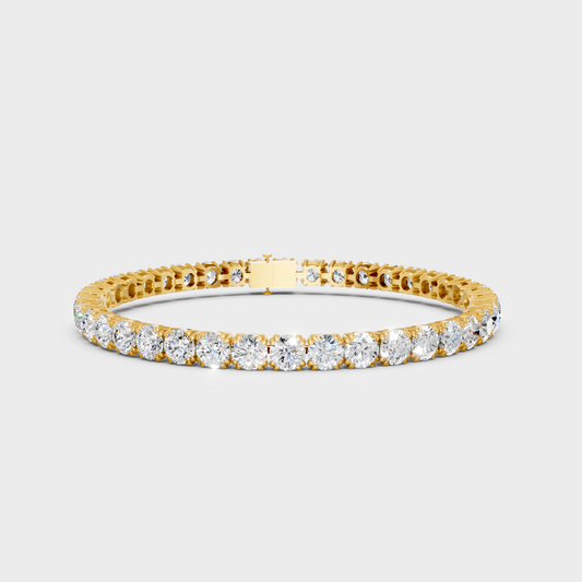14.8 Ct Round Cut Lab-Grown Diamond Tennis Bracelet Yellow Gold