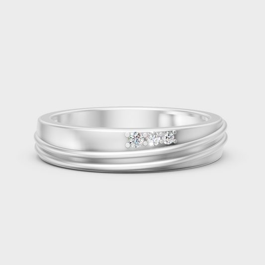 GLI Certified 0.04 Carat Round-Cut Lab-Grown Diamond Men’s Ring In 14K White Gold