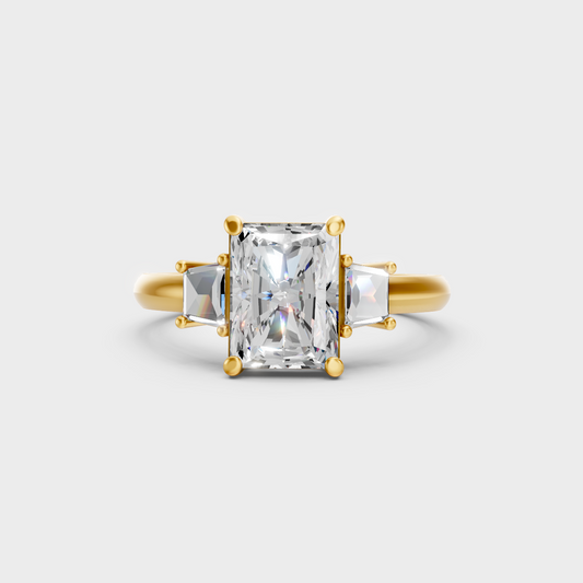 Certified Radiant-Cut Lab-Grown Diamond Ring In 14K Yellow Gold