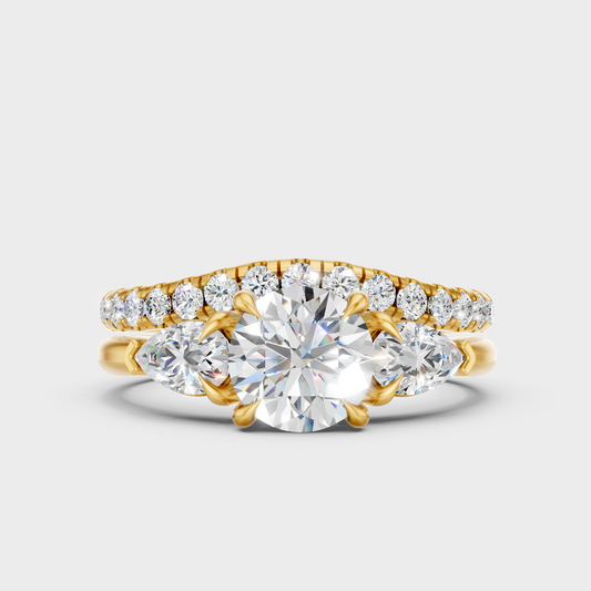 Certified Round-Cut Lab-Grown Diamond Bridal Set In 18K Yellow Gold