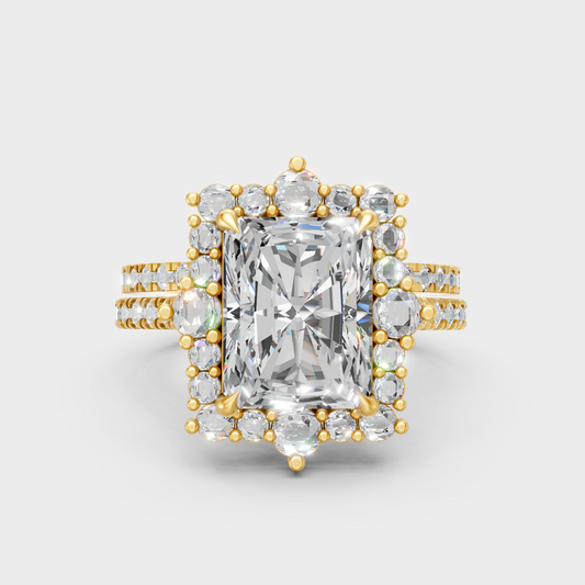 Certified 4.23 Carat Radiant-Cut Lab-Grown Diamond Ring Set In 18K Yellow Gold