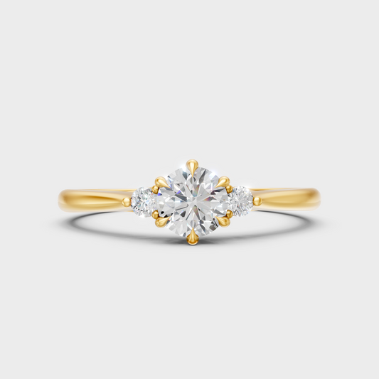 Classic 18K Yellow Gold Engagement Ring With A 0.76 Carat Round Lab Diamond