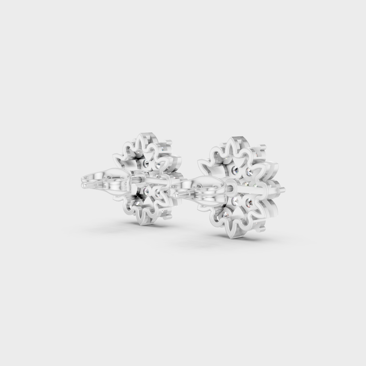 Hallmarked 14K White Gold Stud Earrings With 0.90 Carat Total Weight Lab Diamonds