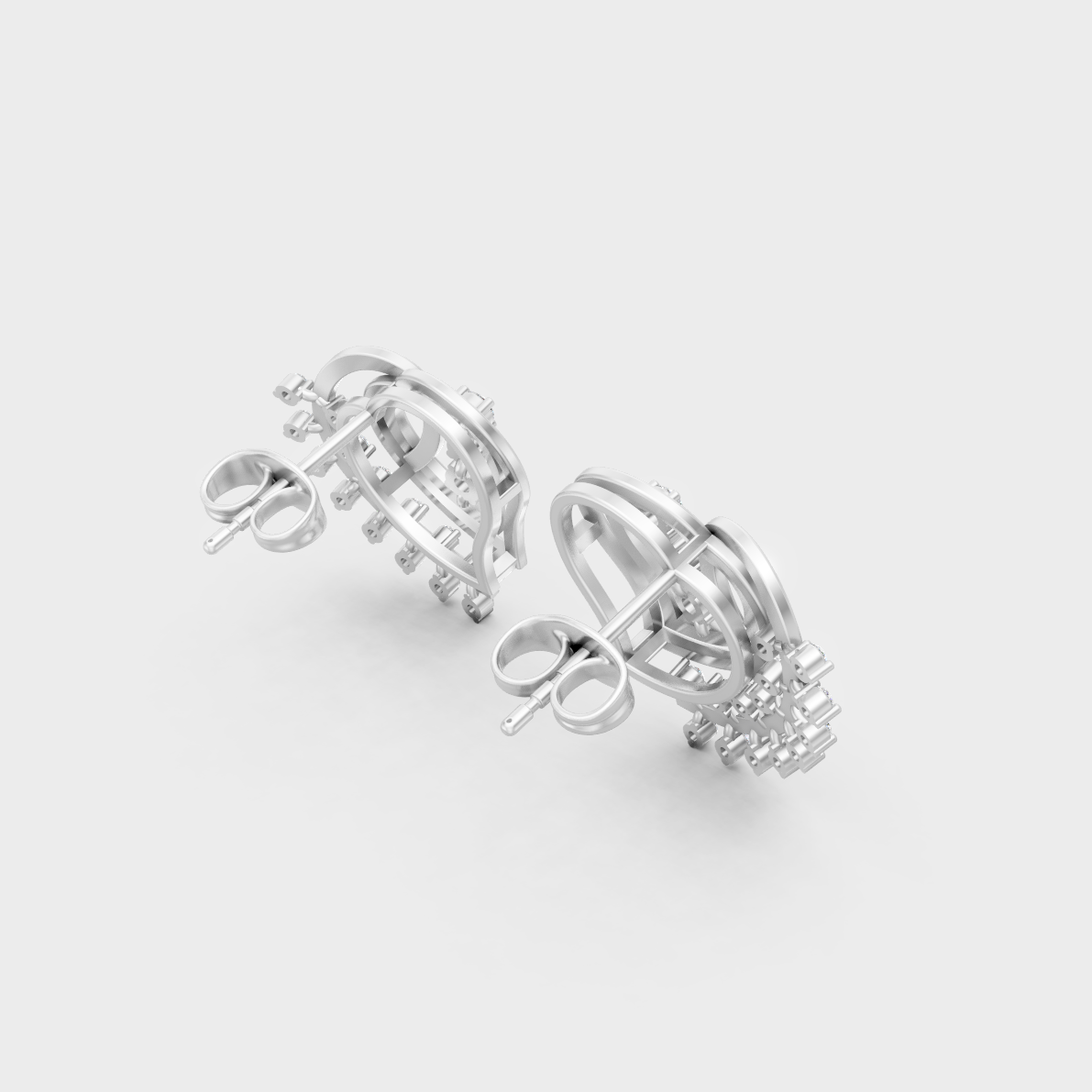 Hallmarked 14K White Gold Stud Earrings With 0.44 Carat Total Weight Lab Diamonds