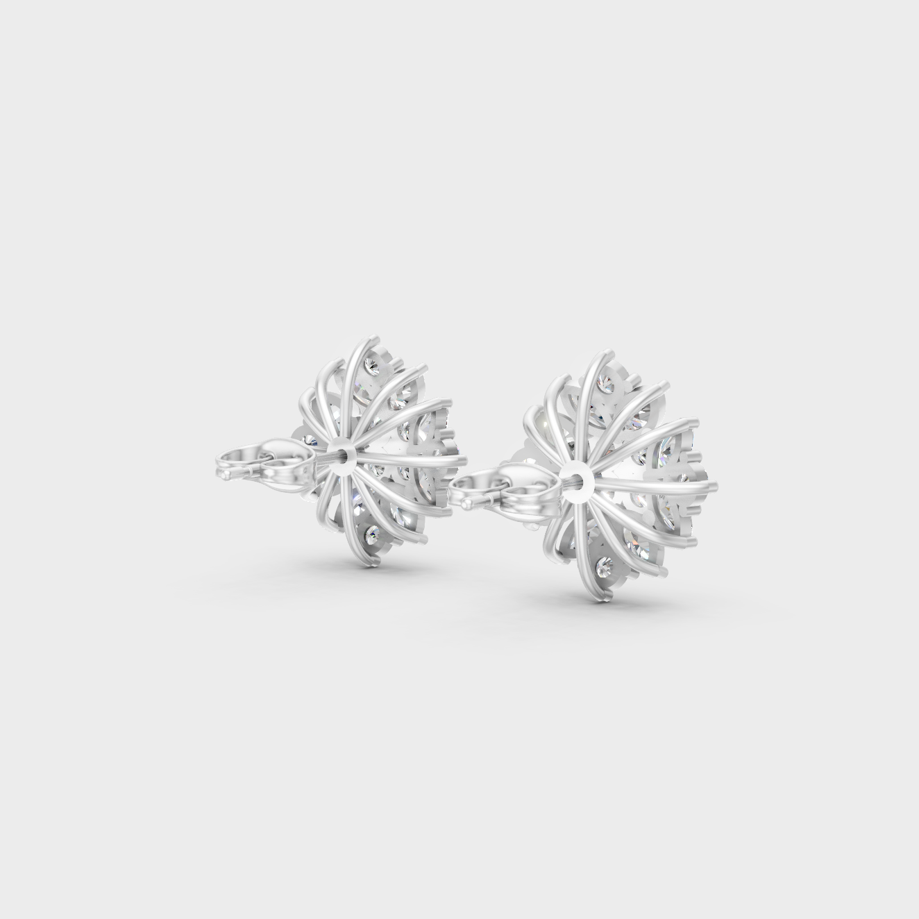 Hallmarked 14K White Gold Stud Earrings With 2.6 Carat Total Weight Lab Diamonds