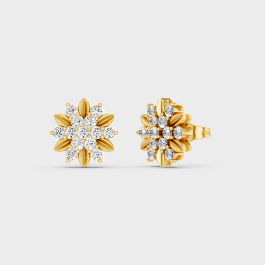 GLI Certified 0.90 Ct TW Round-Cut Lab-Grown Diamond Stud Earrings In 18K Yellow Gold