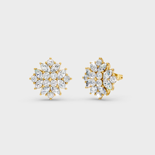 GLI Certified 2.6 Ct TW Round And Marquise Lab-Grown Diamond Stud Earrings In 18K Yellow Gold