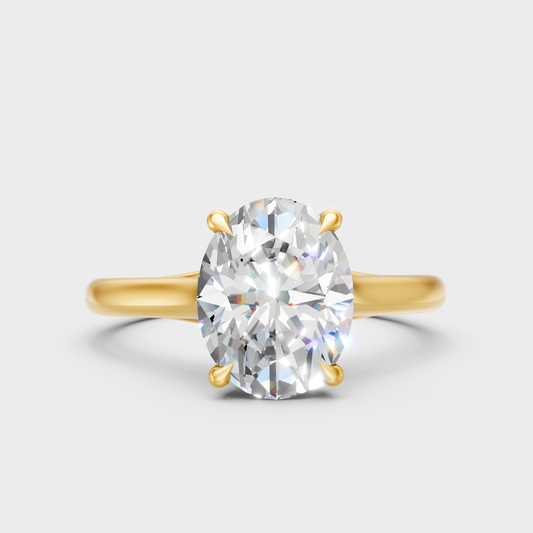 Classic 18K Yellow Gold Engagement Ring With A 1.67Ct Oval Lab Diamond
