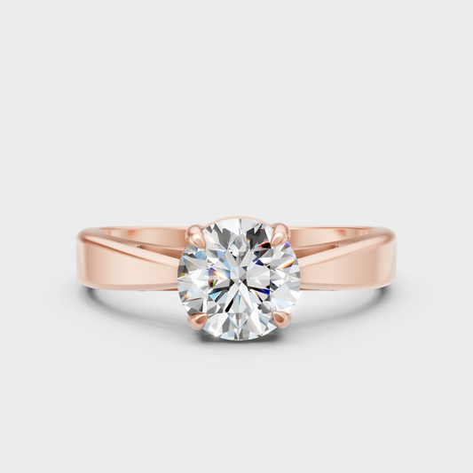 1 Carat Round Cut Lab Grown Diamond Ring In 14K Rose Gold Elegant Setting