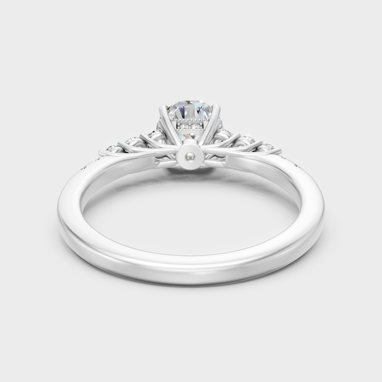 White Gold Round-Cut Lab-Grown Diamond Twist Ring With Hallmark Gold Quality