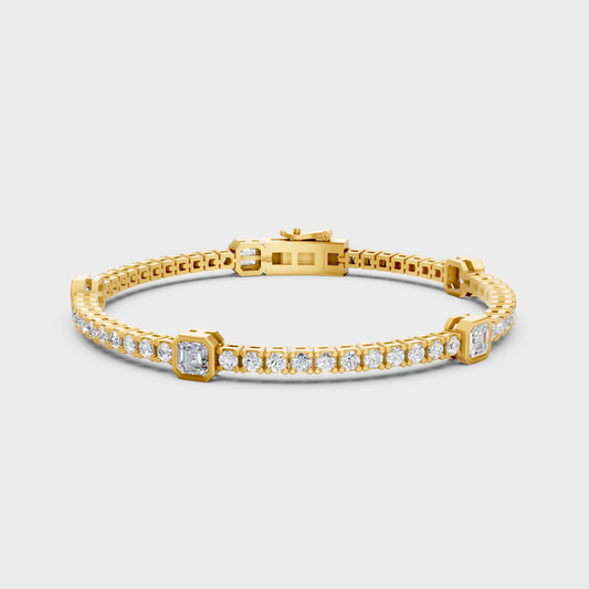 4.42 Ct Asscher & Round Lab-Grown Diamond Tennis Bracelet