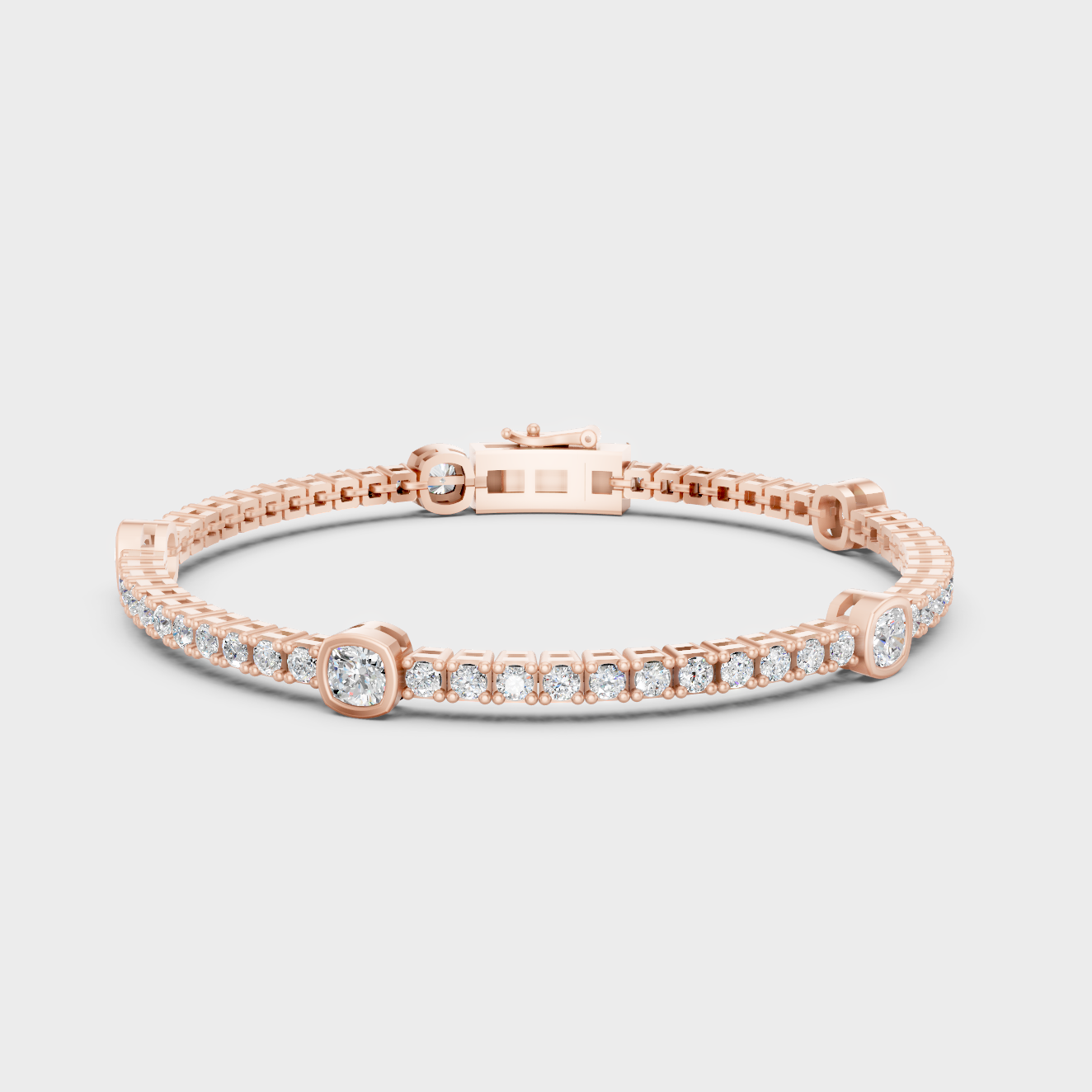 Premium Cushion And Round Diamond Tennis Bracelet 4.42 Ct Lab Grown In Rose Gold Elegant Design