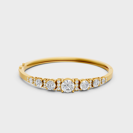 5.15 Ct Round Cut Lab Grown Diamond Oval Bracelet In Yellow Gold Luxury Statement Jewelry