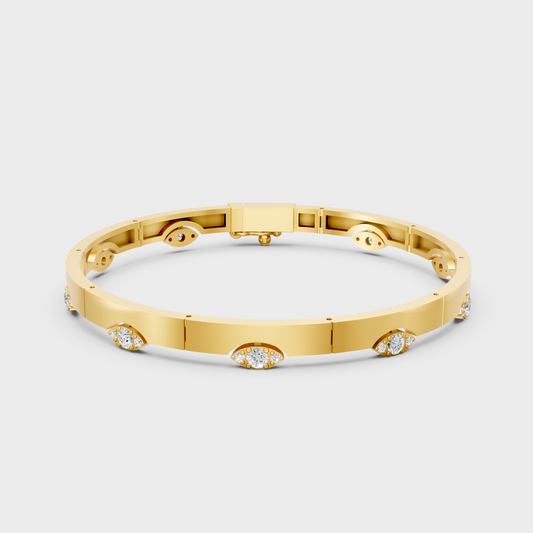 0.62 Ct Round Cut Lab Grown Diamond Bracelet In Yellow Gold Luxury Fine Jewelry