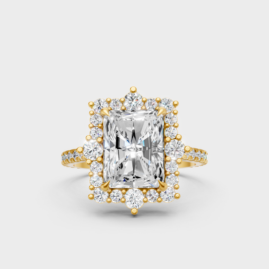 Certified 3.79 Carat Radiant-Cut Lab-Grown Diamond Ring In 18K Yellow Gold