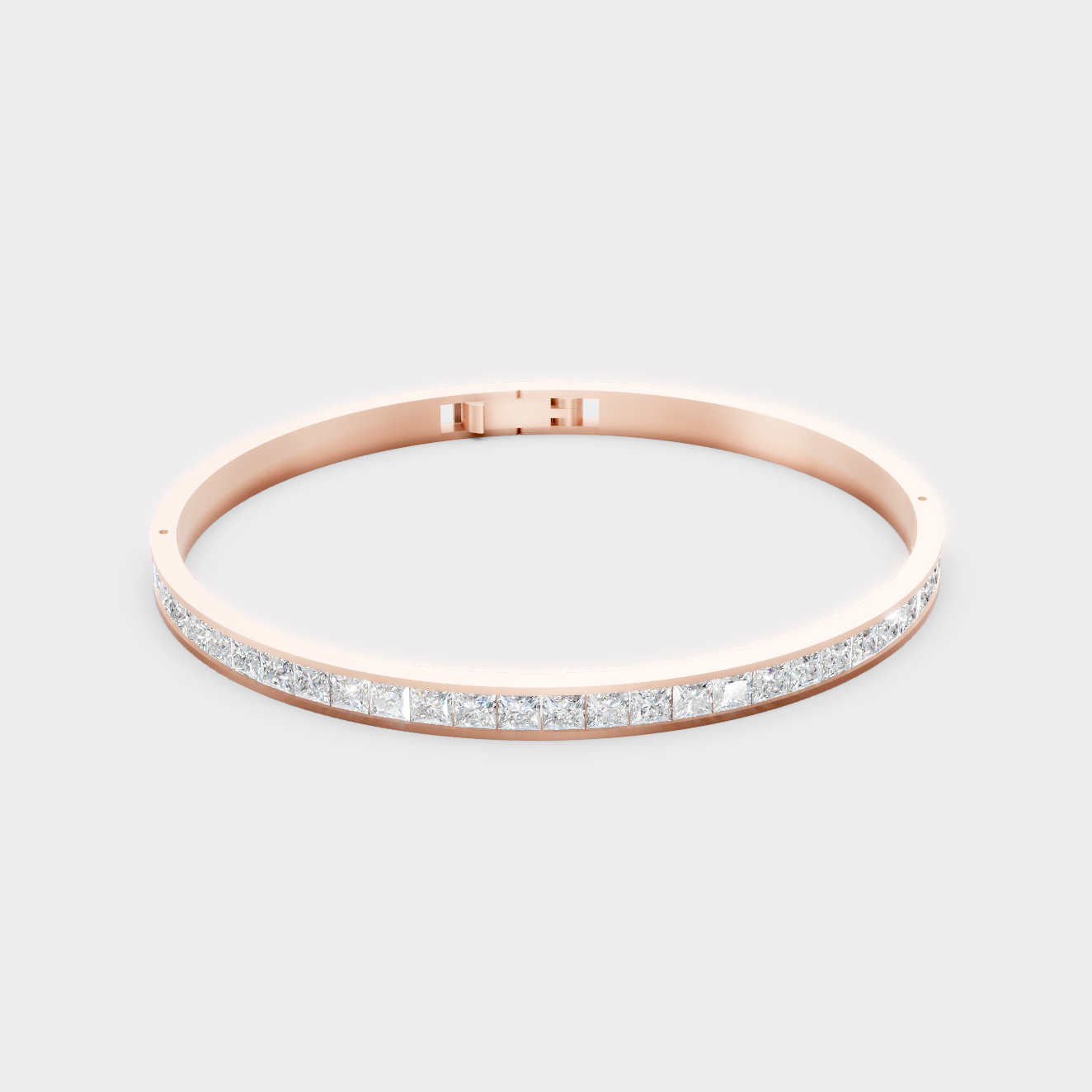 Premium Princess Cut Diamond Oval Bracelet 3.81 Ct Lab Grown In Rose Gold Elegant Style