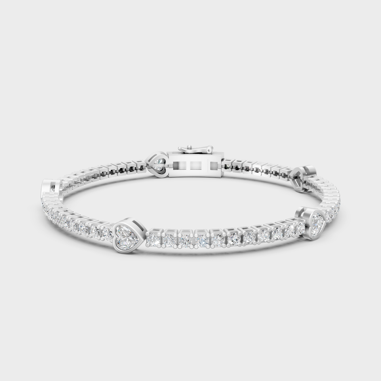 White Gold Lab Grown 4.42 Ct Heart And Round Diamond Tennis Bracelet GLI Certified Jewelry