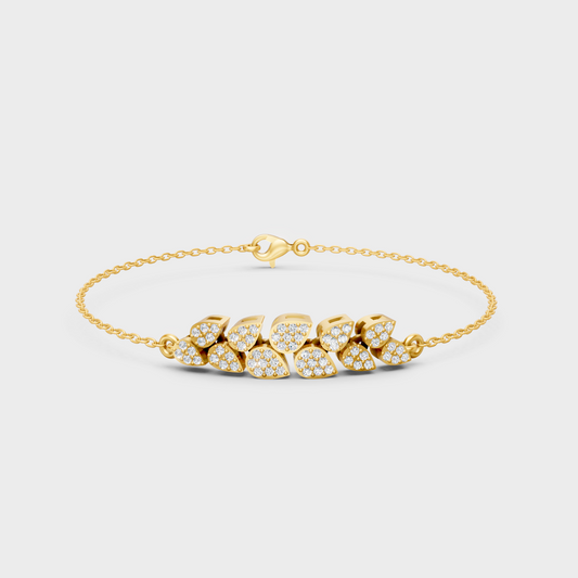 0.24 Ct Round Cut Lab Grown Diamond Chain Bracelet In Yellow Gold Minimal Luxury Jewelry