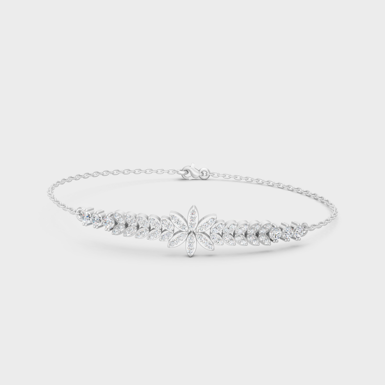 White Gold Round Diamond Bracelet 0.43 Ct Modern Luxury Jewelry