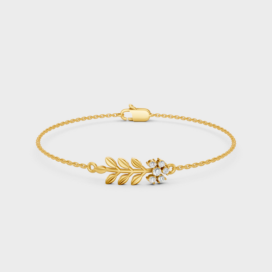 0.12 Ct Round Cut Lab Grown Diamond Bracelet In Yellow Gold Minimal Luxury Jewelry