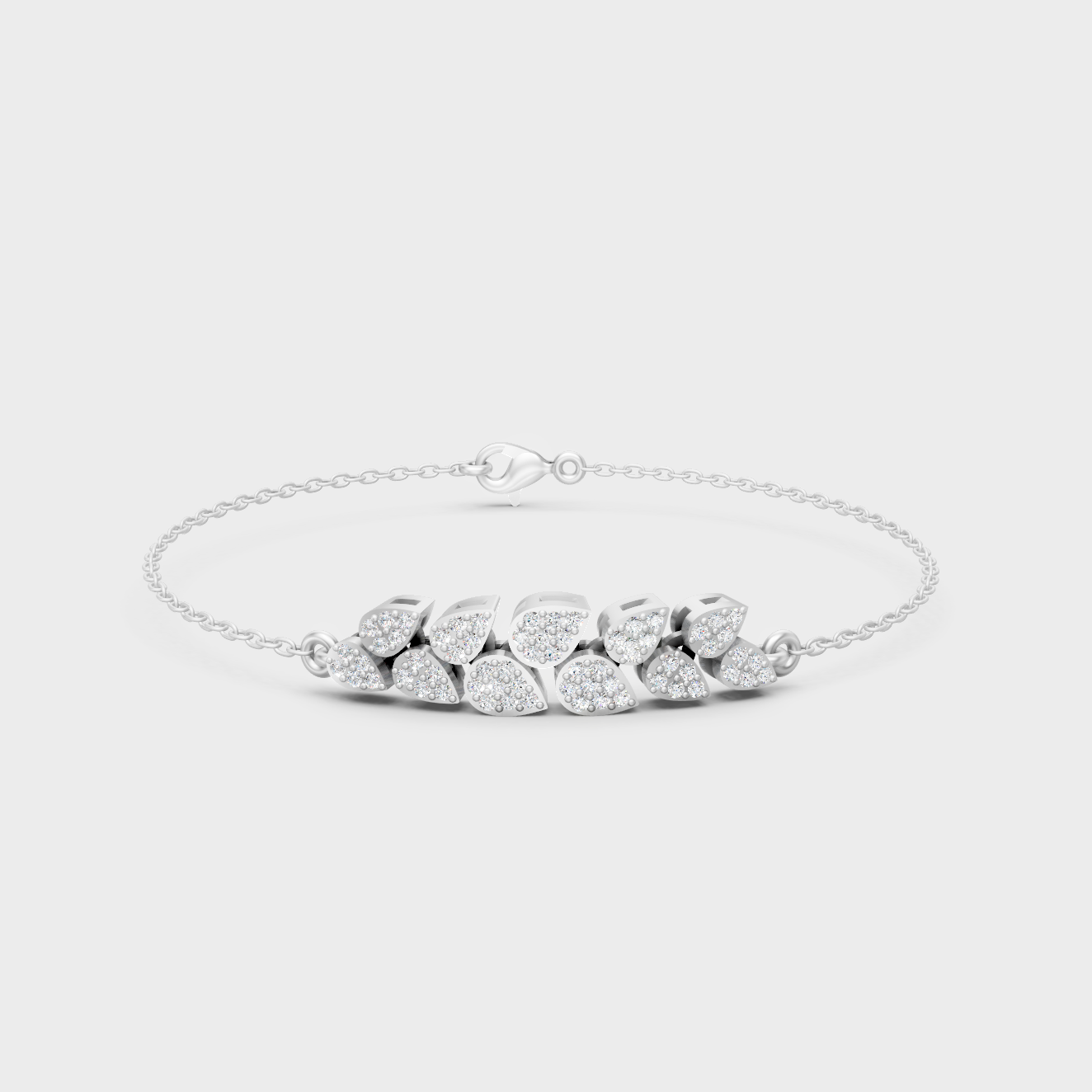 White Gold Round Diamond Chain Bracelet 0.24 Ct Modern Minimal Luxury