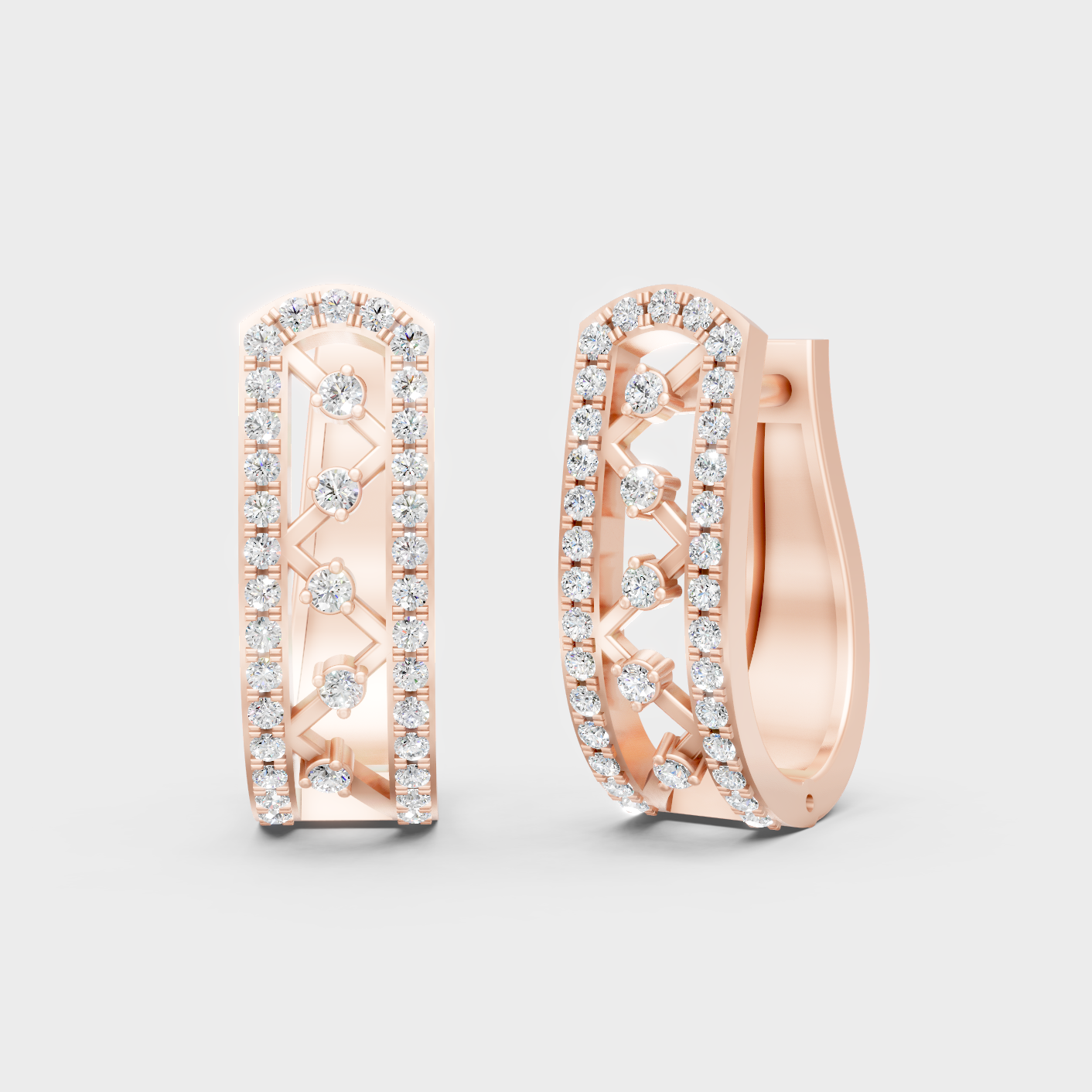 0.195 Ct Each Round Diamond Hoop Earrings Lab Grown In Rose Gold Minimal Luxury