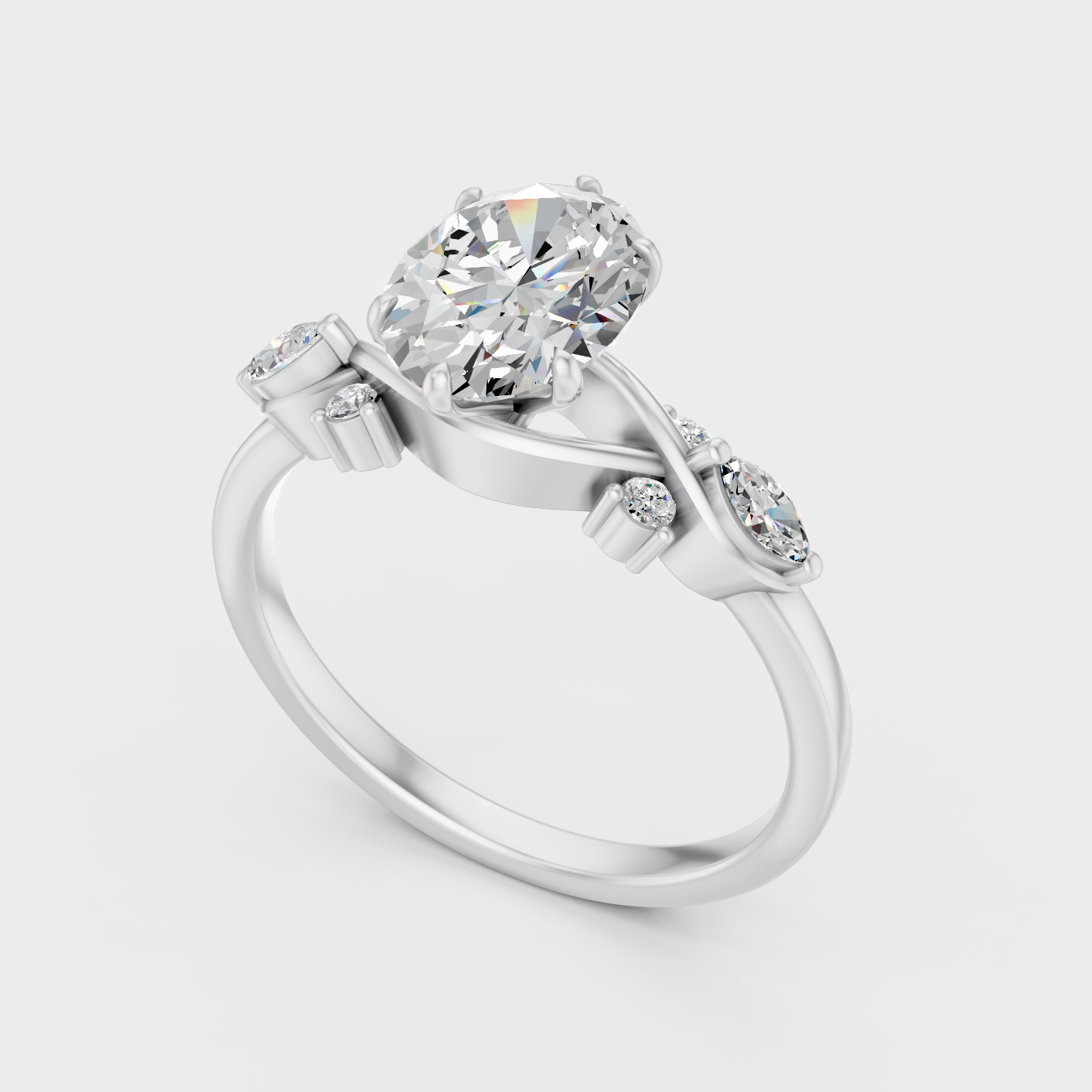 Platinum Diamond Ring Oval Marquise Round 1.78 Ct Ethical Luxury Jewelry
