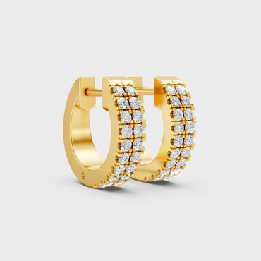 Yellow Gold Round Cut Diamond Hoop Earrings 0.36 Ct Lab Created Subtle Sparkle