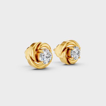 Elegant Yellow Gold Round Diamond Stud Earrings 0.50 Ct Lab Created Everyday Wear