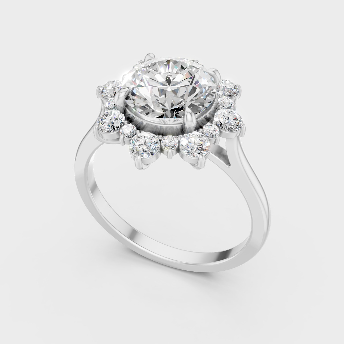 2.66 Ct Round Lab Grown Diamond Halo Ring in
