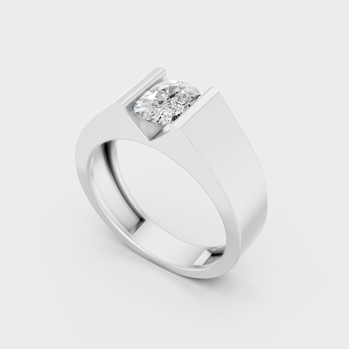 White Gold Mens Cushion Diamond Ring 1.65 Ct Lab Grown Classic Style