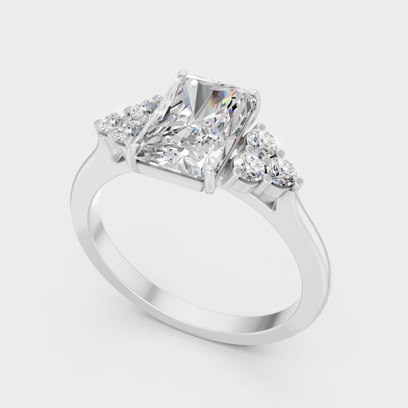Platinum Radiant Engagement Ring With Brilliant Sparkle