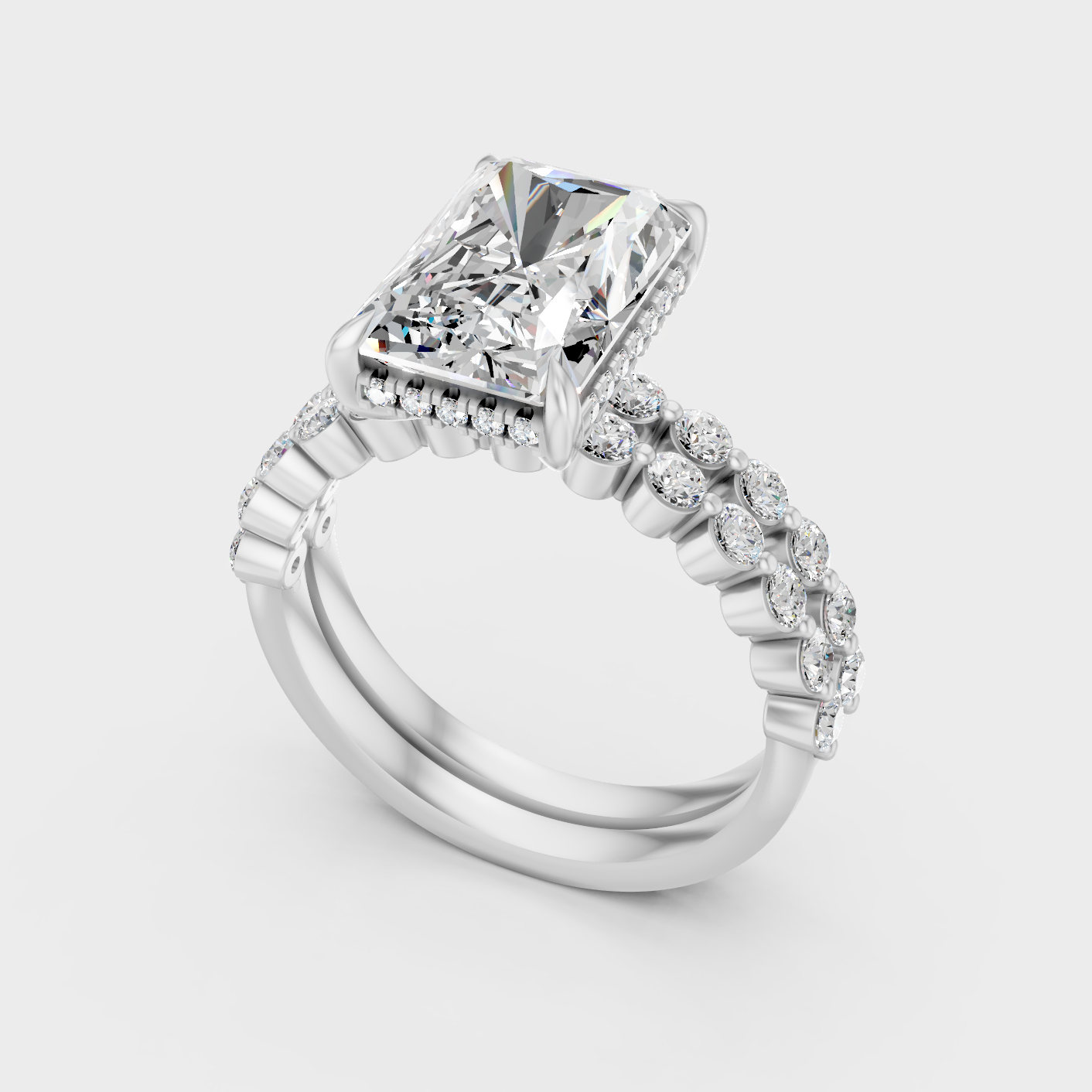 Platinum Diamond Ring Set Radiant Round 4 Ct Ethical Luxury Jewelry