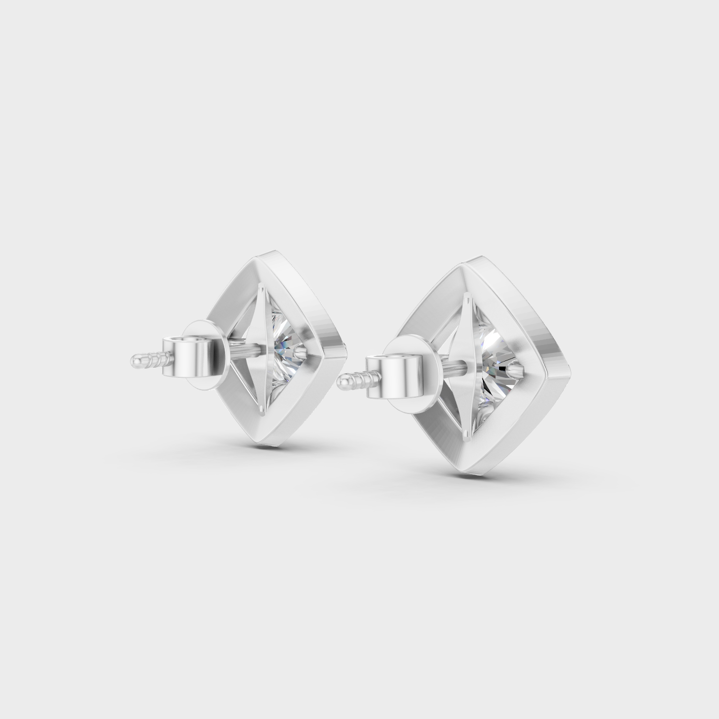 White Gold Classic Halo Round Diamond Stud Earrings 2.98 Ct Fine Jewelry