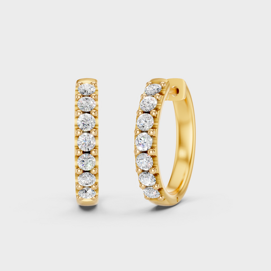 0.70 Ct Total Round Lab Grown Diamond Hoop Earrings In Yellow Gold Elegant Jewelry