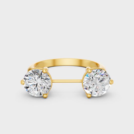 Yellow Gold 2 Carat Round-Cut Lab-Grown Diamond Ring front View